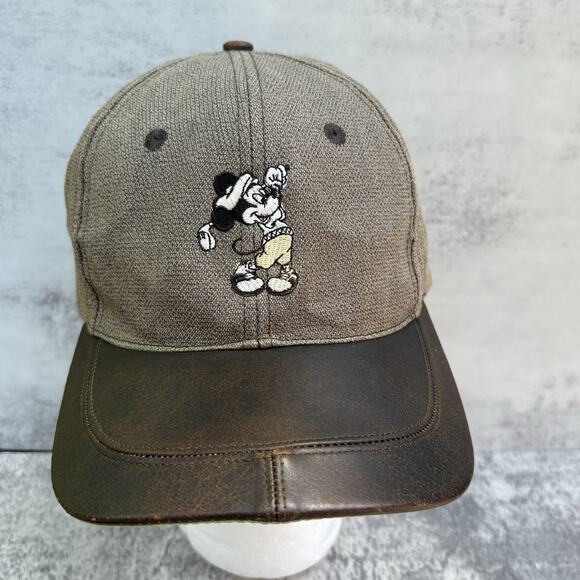 Disney Other - VTG Mickey Mouse Nike Golf Hat Leather Brim Adjustable Baseball Cap Tan & Brown